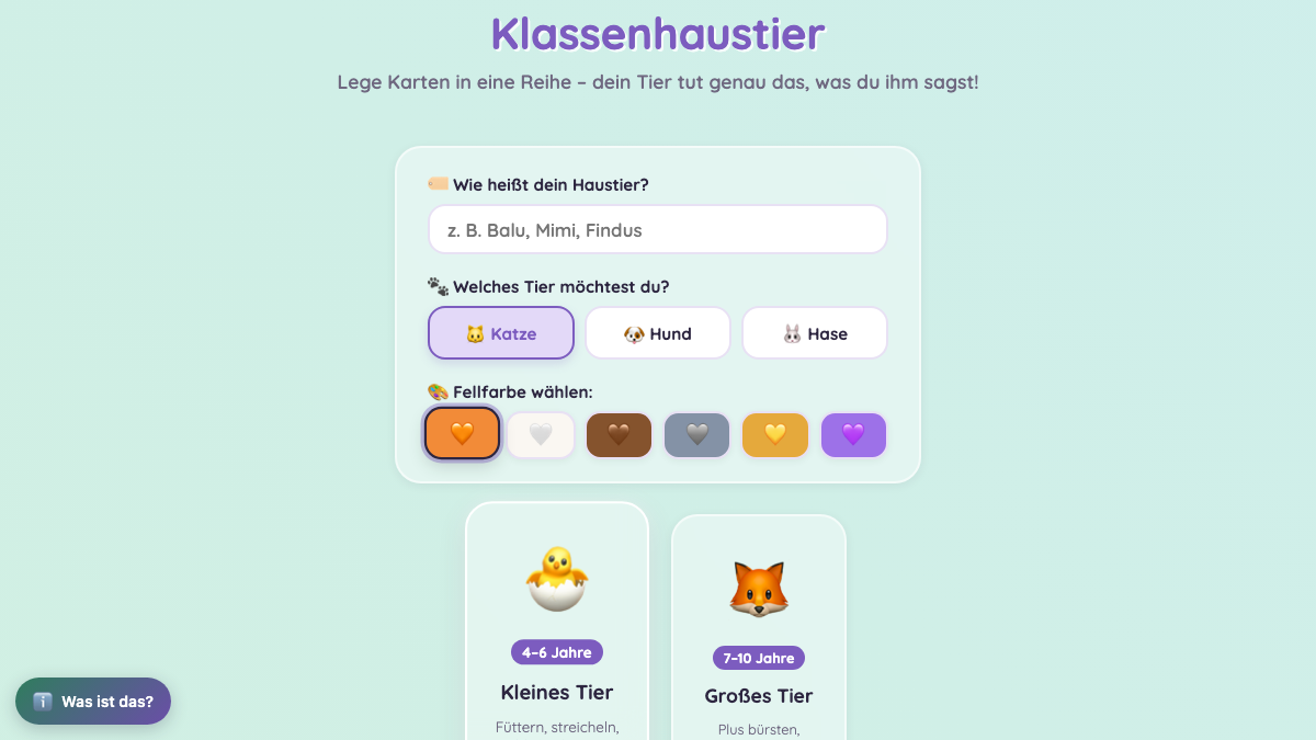 Klassenhaustier — Präzision & Sequenz